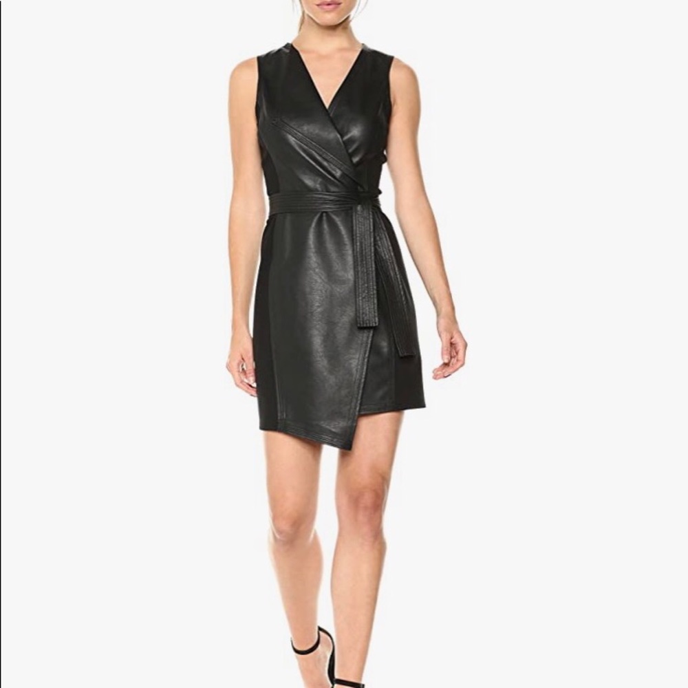 BCBGMAXAZRIA Layla Asymmetrical Pleather Dress